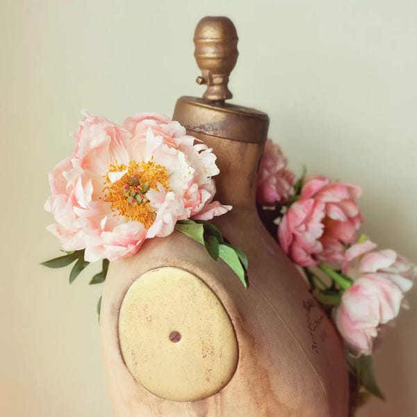 Sewing & Knitting: Dress Form & Peonies II by Mandy Lynne