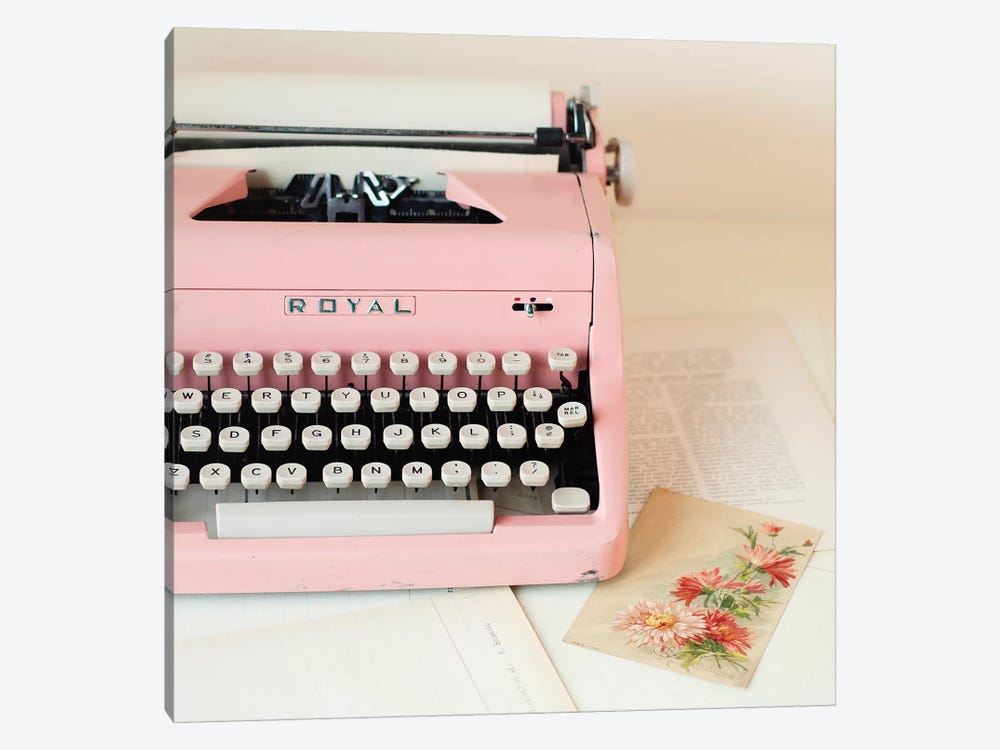 Pink Typewriter Crop by Mandy Lynne 1-piece Canvas Art