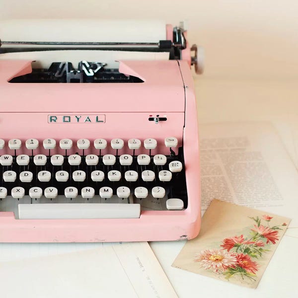 Typewriters: Pink Typewriter Crop by Mandy Lynne