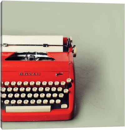 The Red Typewriter Canvas Art Print - Typewriters