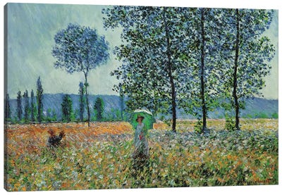 Felder Im Frühling Canvas Art Print - Claude Monet