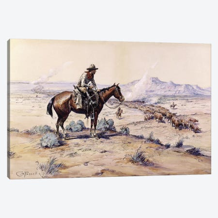 The Trail Boss Canvas Print #MNE25} by Charles Marion Russell Canvas Art Print