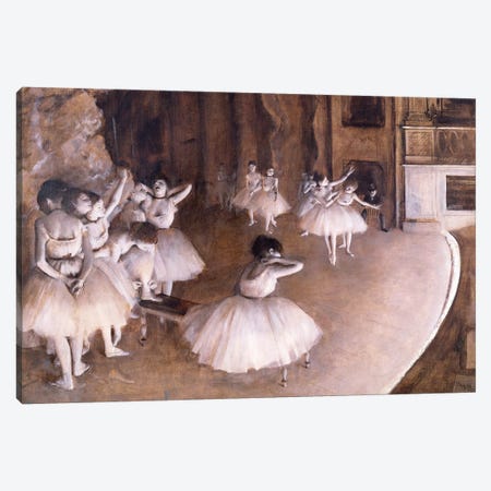 Ballet Rehearsal on the Stage, 1874 Canvas Print #MNE45} by Edgar Degas Art Print