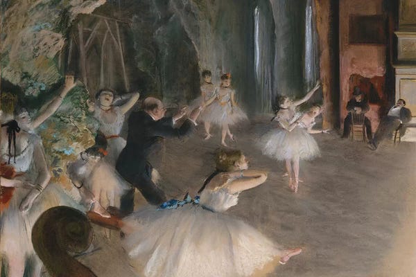Edgar Degas: The Rehearsal Onstage, c.1874 by Edgar Degas