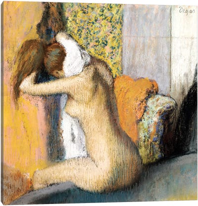 After the Bath, Woman Drying her Neck, 1898 Canvas Art Print - Bathroom Nudes Art