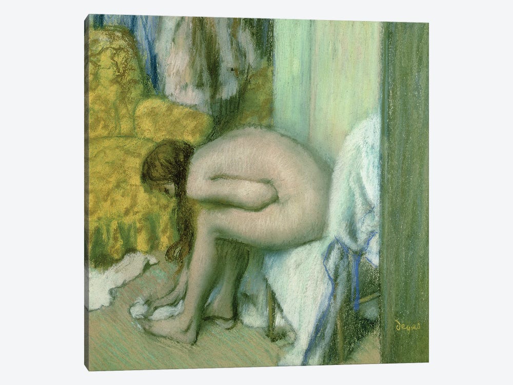 After the Bath, Woman Drying her Left Foot, 1886 1-piece Canvas Art Print