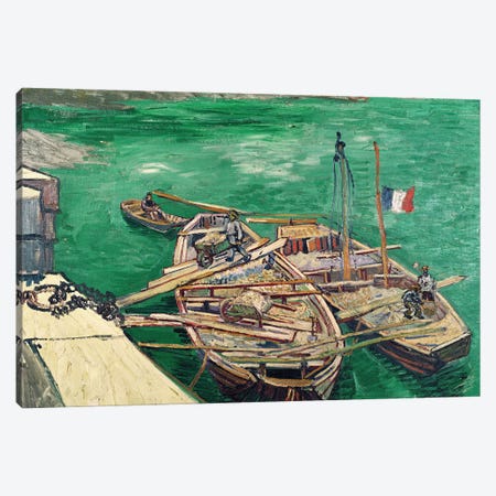 Landing Stage with Boats, 1888 Canvas Print #MNE57} by Vincent van Gogh Canvas Wall Art