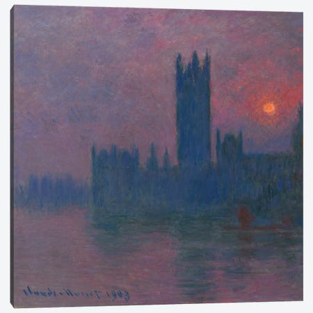 Parliament, setting sun, c.1900-03 Canvas Print #MNE70} by Claude Monet Art Print