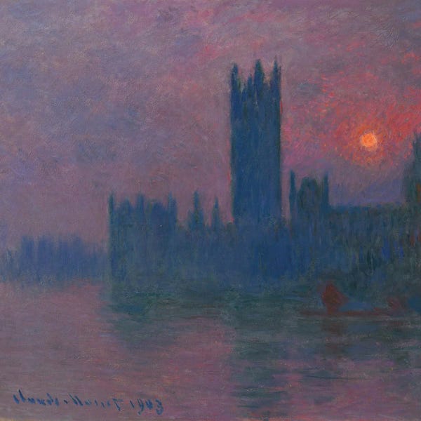 Places Of Worship: Parliament, setting sun, c.1900-03 by Claude Monet