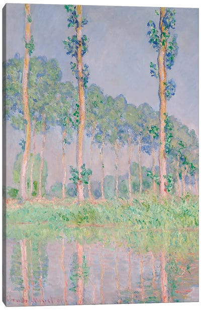 Poplars, Pink Effect, 1891 Canvas Art Print - Claude Monet