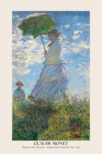 Claude Monet: Claude Monet - Woman with a Parasol - Madame Monet and Her Son, 1875 by Claude Monet