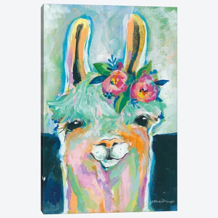 Happy Llama Canvas Print #MNG102} by Jessica Mingo Canvas Wall Art