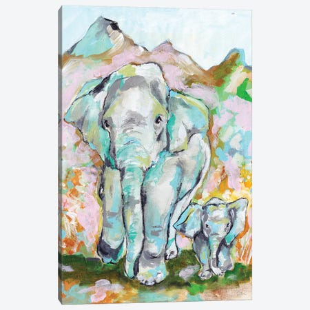 Elephant Stroll Canvas Print #MNG122} by Jessica Mingo Canvas Artwork