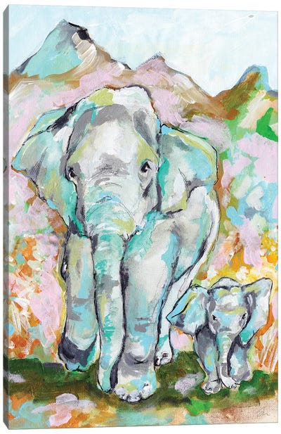 Elephant Stroll Canvas Art Print
