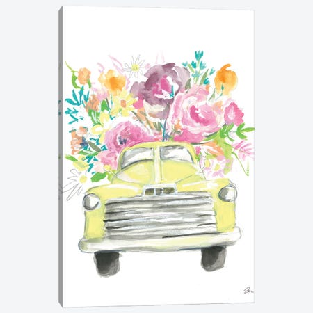 Yellow Flower Truck Canvas Print #MNG136} by Jessica Mingo Canvas Wall Art