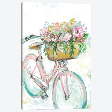 Bicycle With Flower Basket Canvas Print #MNG146} by Jessica Mingo Canvas Print