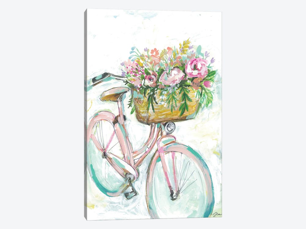 Bicycle With Flower Basket by Jessica Mingo 1-piece Canvas Wall Art