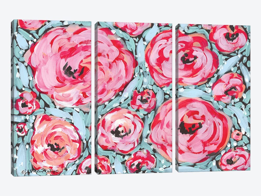Rose Party by Jessica Mingo 3-piece Canvas Print