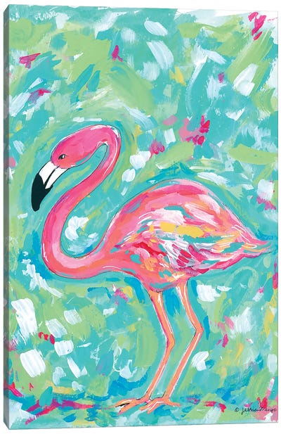 Summer Flamingo Canvas Art Print - Jessica Mingo