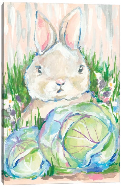 Bunny in the Cabbage Patch      Canvas Art Print - Jessica Mingo