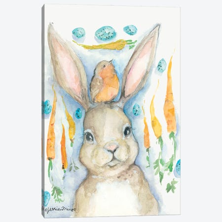 Rabbits and Carrots Oh My     Canvas Print #MNG63} by Jessica Mingo Canvas Artwork