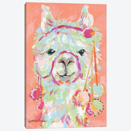 Llama Love Canvas Print #MNG6} by Jessica Mingo Canvas Art