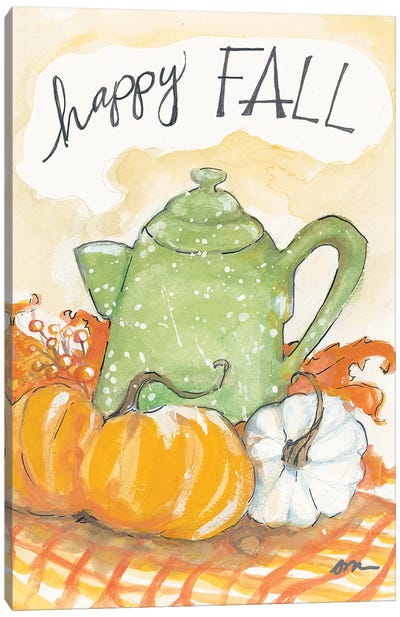 Happy Fall Coffee Pot Canvas Art Print