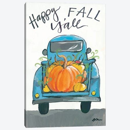 Happy Fall Y'all Truck Canvas Print #MNG82} by Jessica Mingo Canvas Artwork