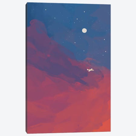Airplane In Night Sky Canvas Print #MNH11} by Morgan Harper Nichols Canvas Wall Art