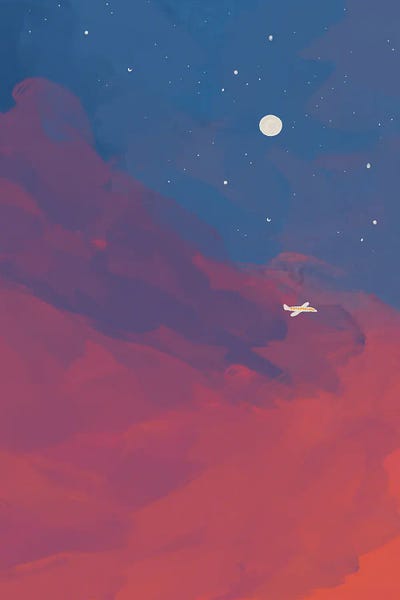 Kids Transportation Art: Airplane In Night Sky by Morgan Harper Nichols