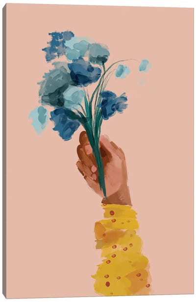Hand Holding Flowers Canvas Art Print - Body