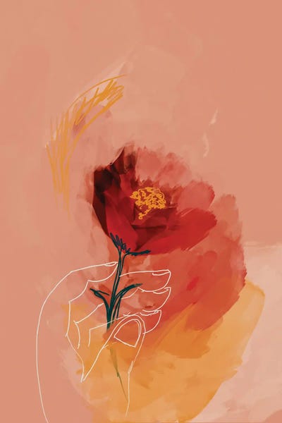 Line Drawn Hand Holding Flowers by Morgan Harper Nichols metal wall art