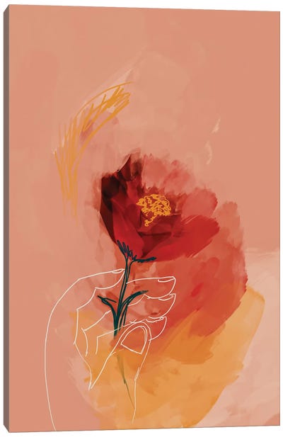 Line Drawn Hand Holding Flowers Canvas Art Print - Morgan Harper Nichols