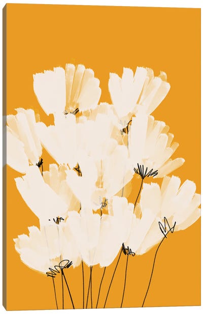 White Flowers On Gold Canvas Art Print
