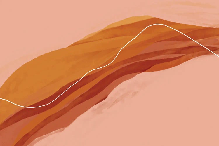 Abstract Red And Gold On Peach