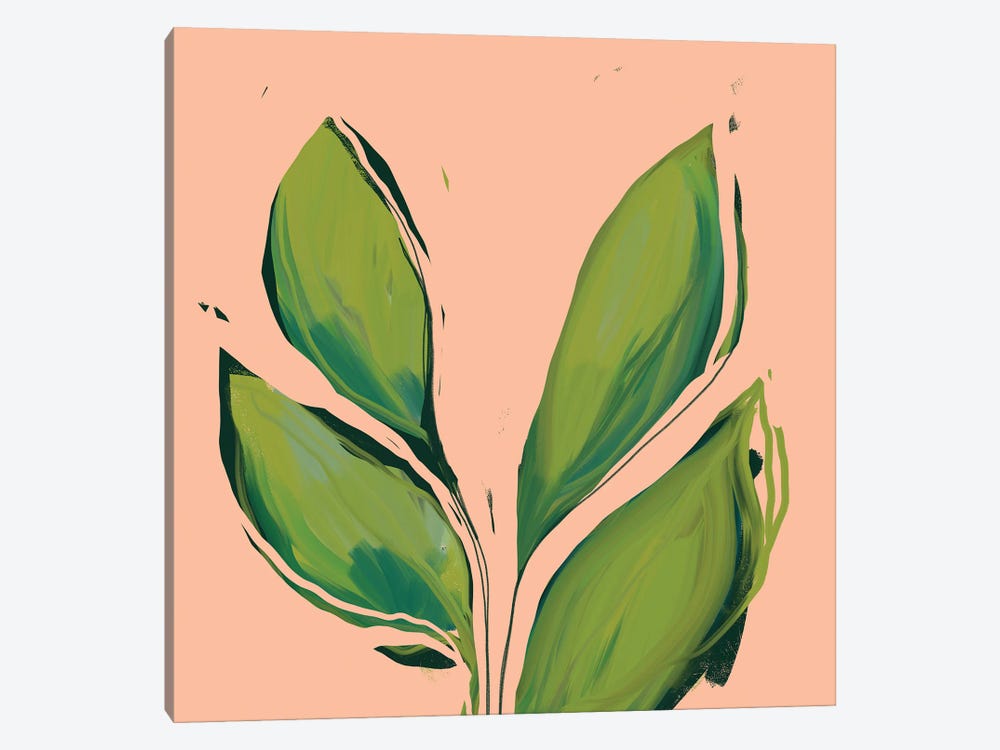 Green Leaves On Peach Background by Morgan Harper Nichols 1-piece Art Print
