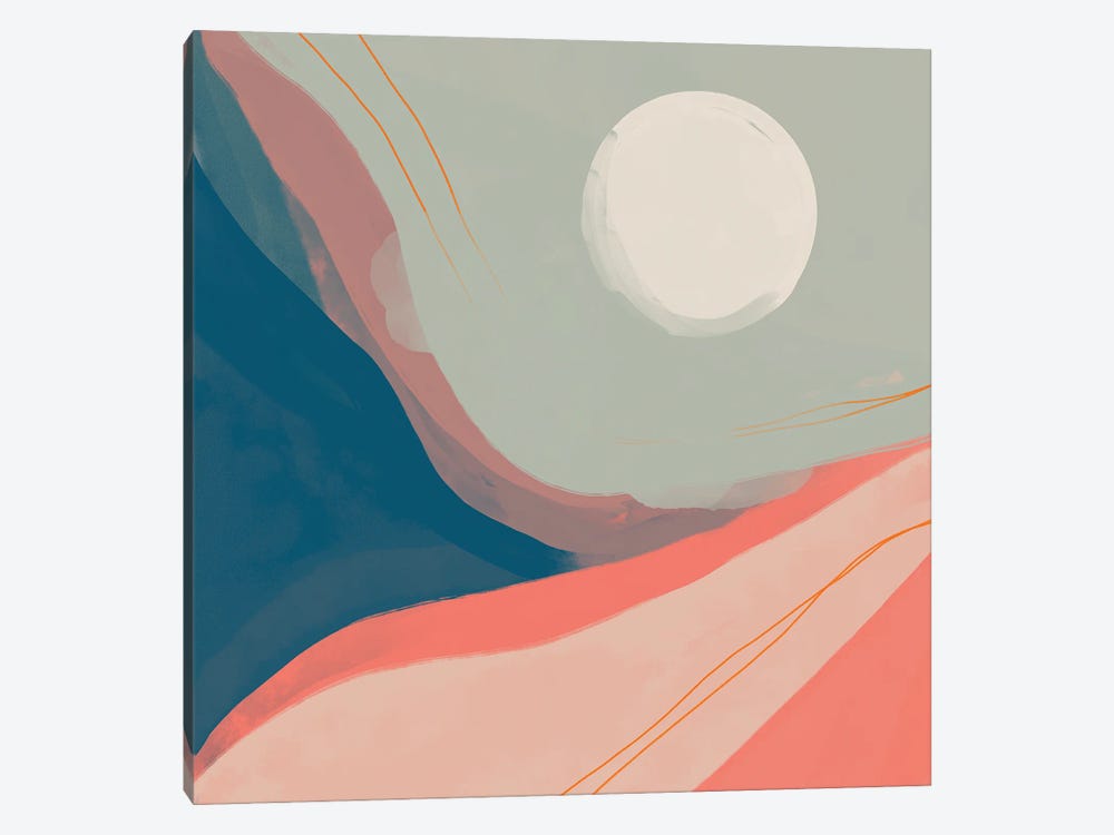 Moon Among Peach And Navy Canyon by Morgan Harper Nichols 1-piece Canvas Art