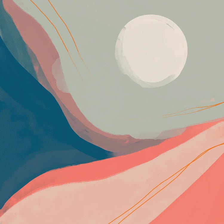 Moon Among Peach And Navy Canyon