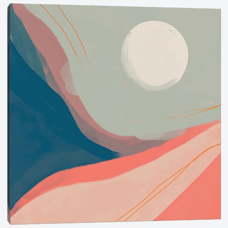 Moon Among Peach And Navy Canyon Canvas Print #MNH36} by Morgan Harper Nichols Art Print