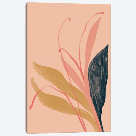 Navy Pink Gold Flowers On Peach Canvas Print #MNH38} by Morgan Harper Nichols Canvas Artwork