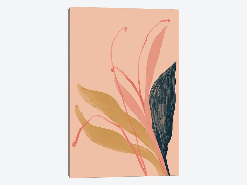 Navy Pink Gold Flowers On Peach by Morgan Harper Nichols 1-piece Canvas Artwork
