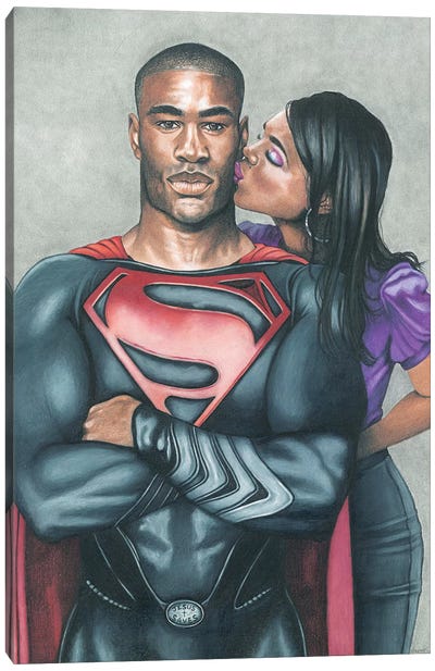 Superman Canvas Art Print - Black Love Art