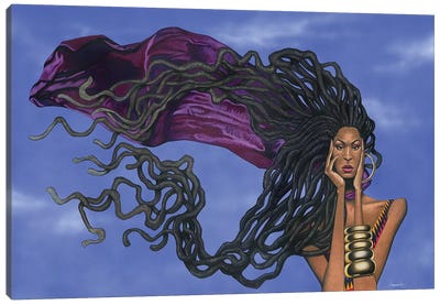 Locs In The Wind Canvas Art Print - Manasseh Johnson