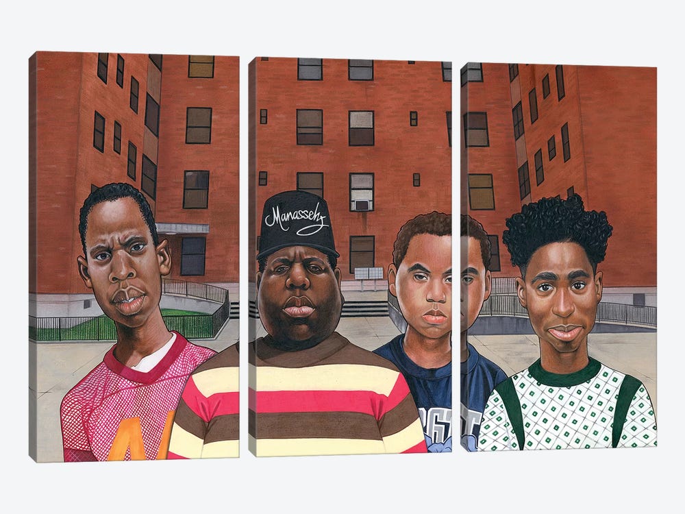 Boyz N Da Hood (Hiphop Legends) by Manasseh Johnson 3-piece Canvas Art Print