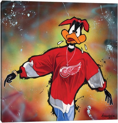 Daffy Always Spittin' Canvas Art Print - Animated & Comic Strip Character Art