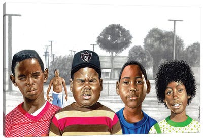 Boys In The Hood Canvas Art Print - Art by Black Artists