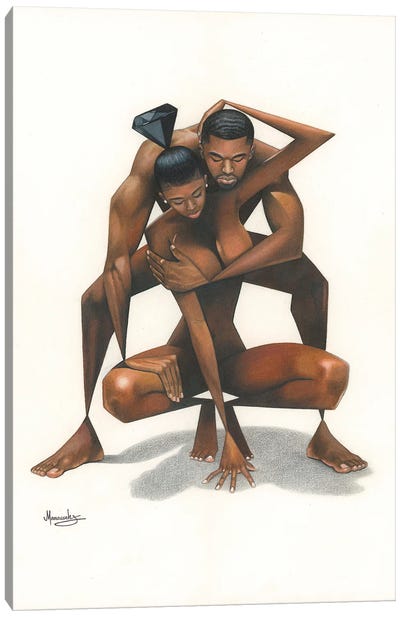 Black Diamond Union Canvas Art Print - Female Nude Art