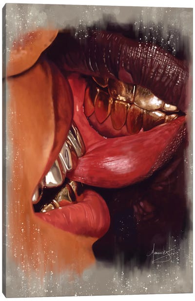 Lip Bite Canvas Art Print - Manasseh Johnson