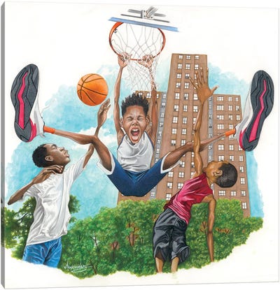 Attack The Rim Canvas Art Print - Basketball Art