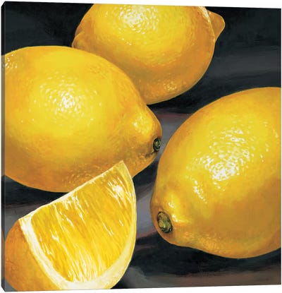 Limoni Canvas Art Print - Gray & Yellow Art